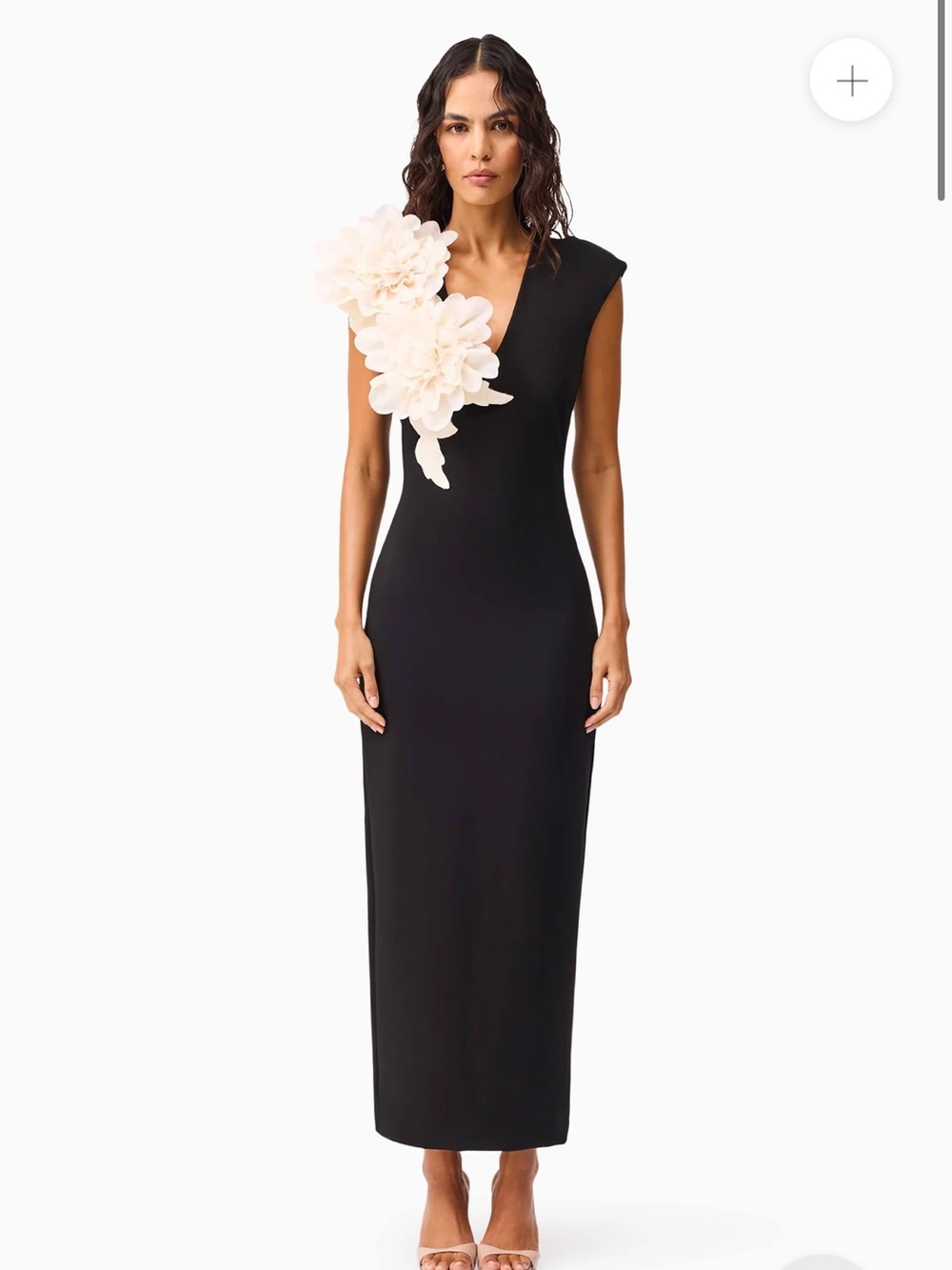 Elliatt Black Sheath Dress with Cream Floral Appliqué - Picture 6 of 9